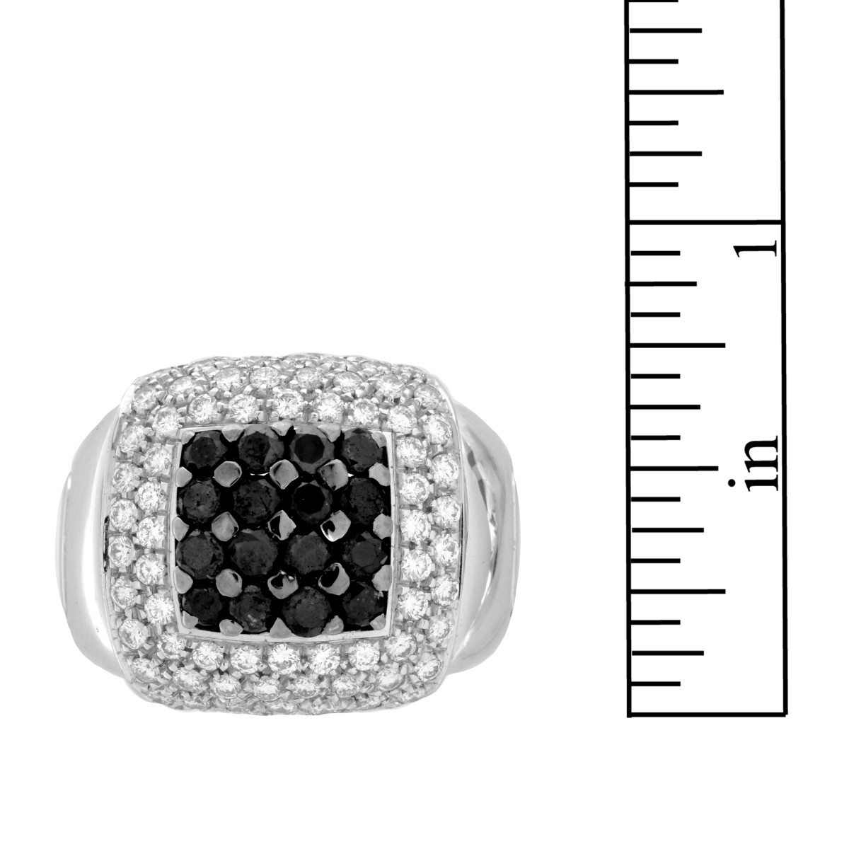 Black and White Diamond and 18K Ring