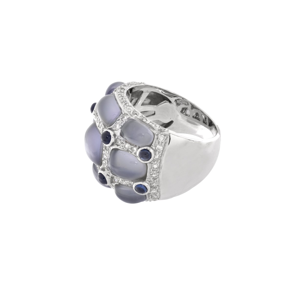 Chalcedony, Sapphire, Diamond and 18K Ring