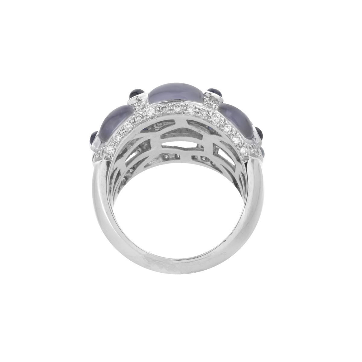 Chalcedony, Sapphire, Diamond and 18K Ring