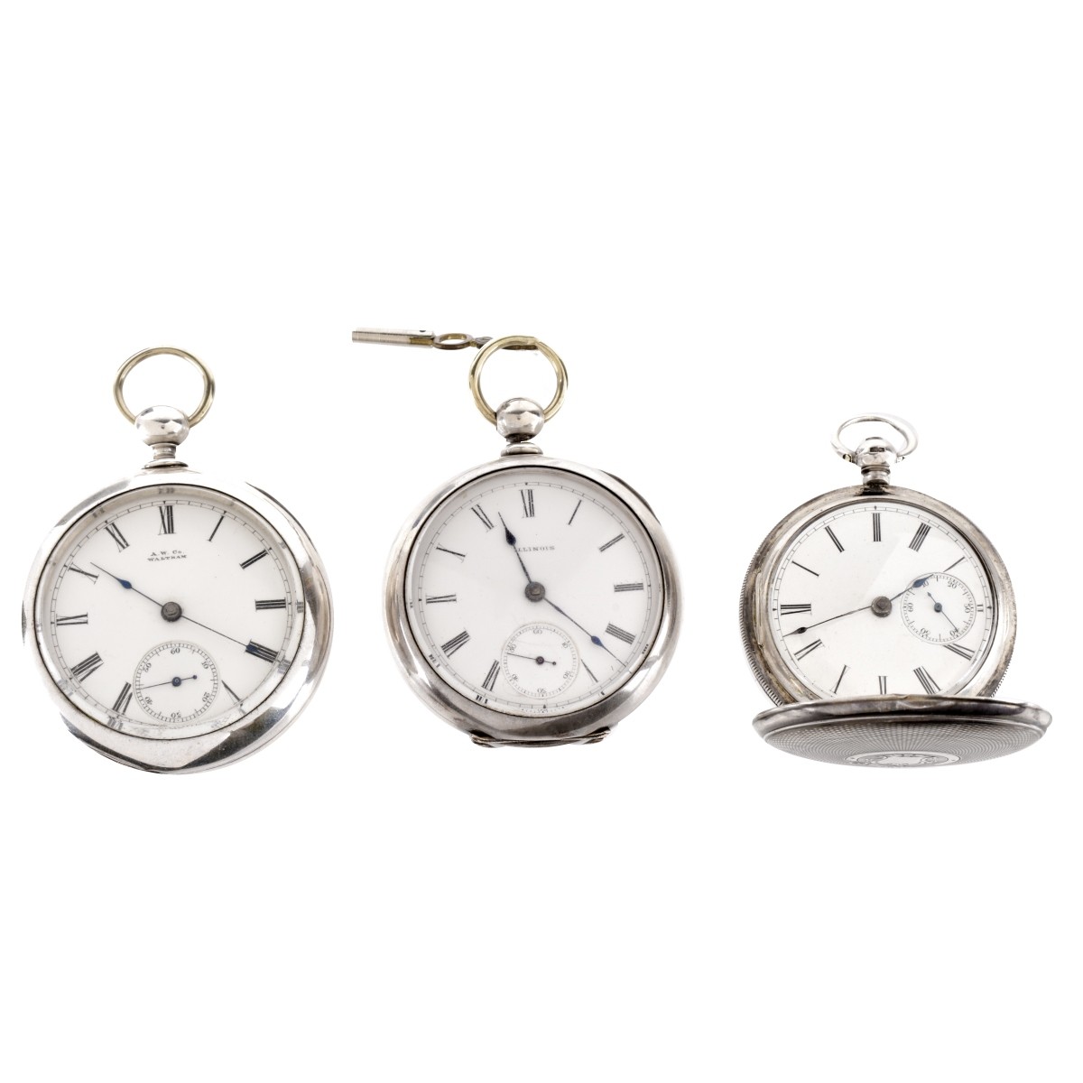 Three Silver Pocket Watches