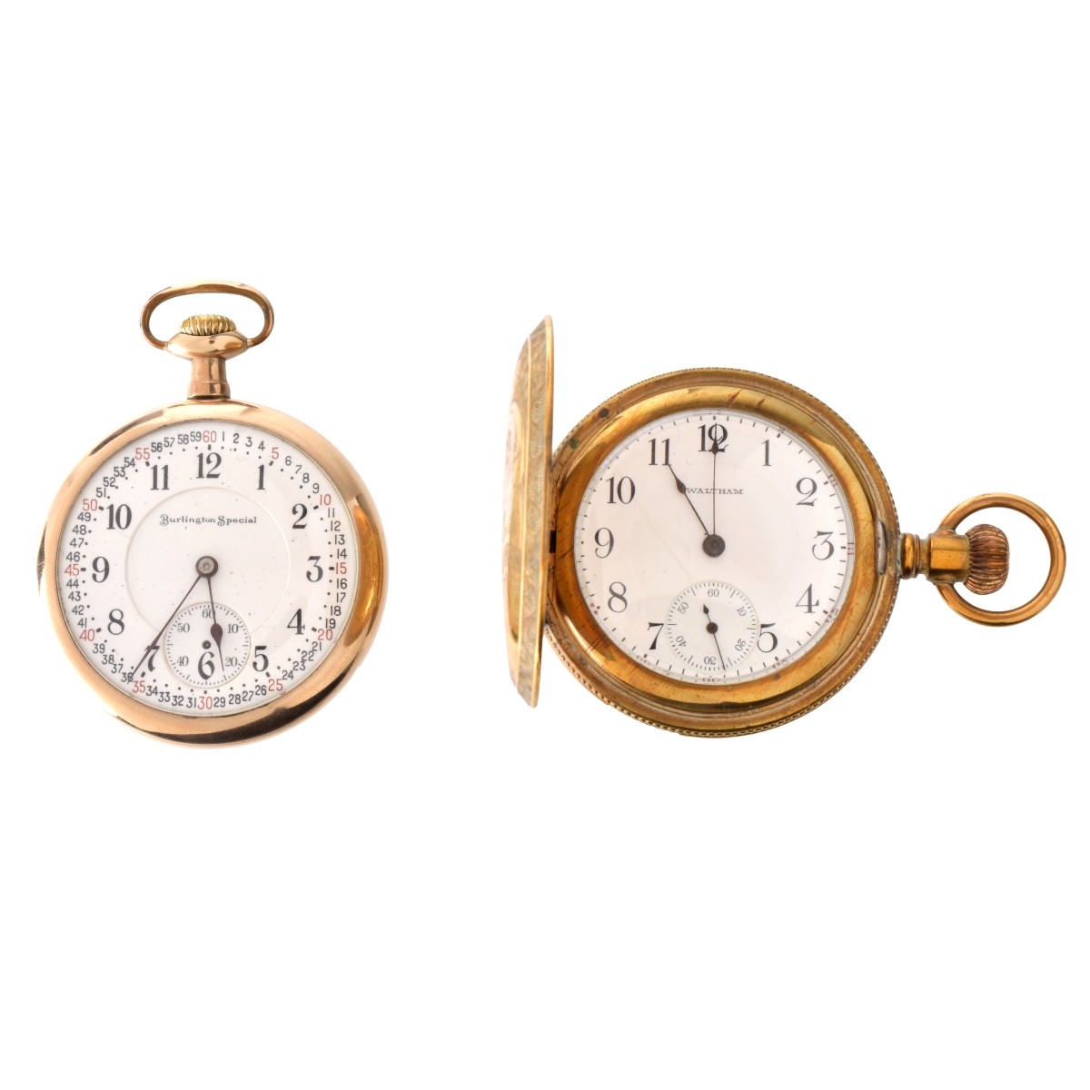 Two Gold Plate Pocket Watches