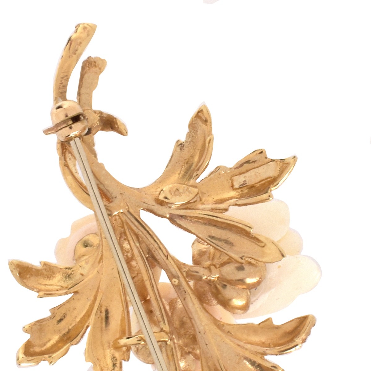 Coral and 14K Brooch