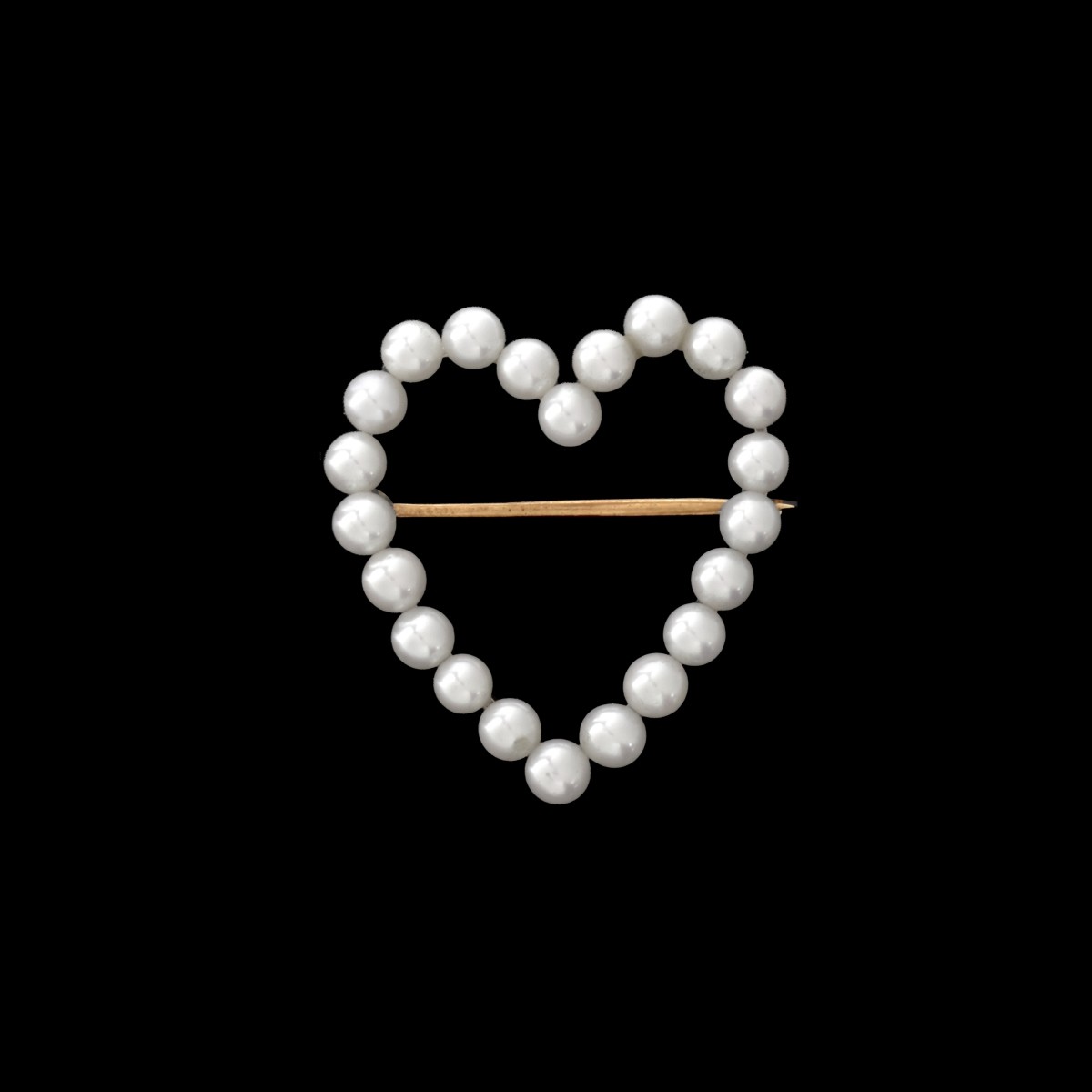 Pearl and 14K Heart Brooch