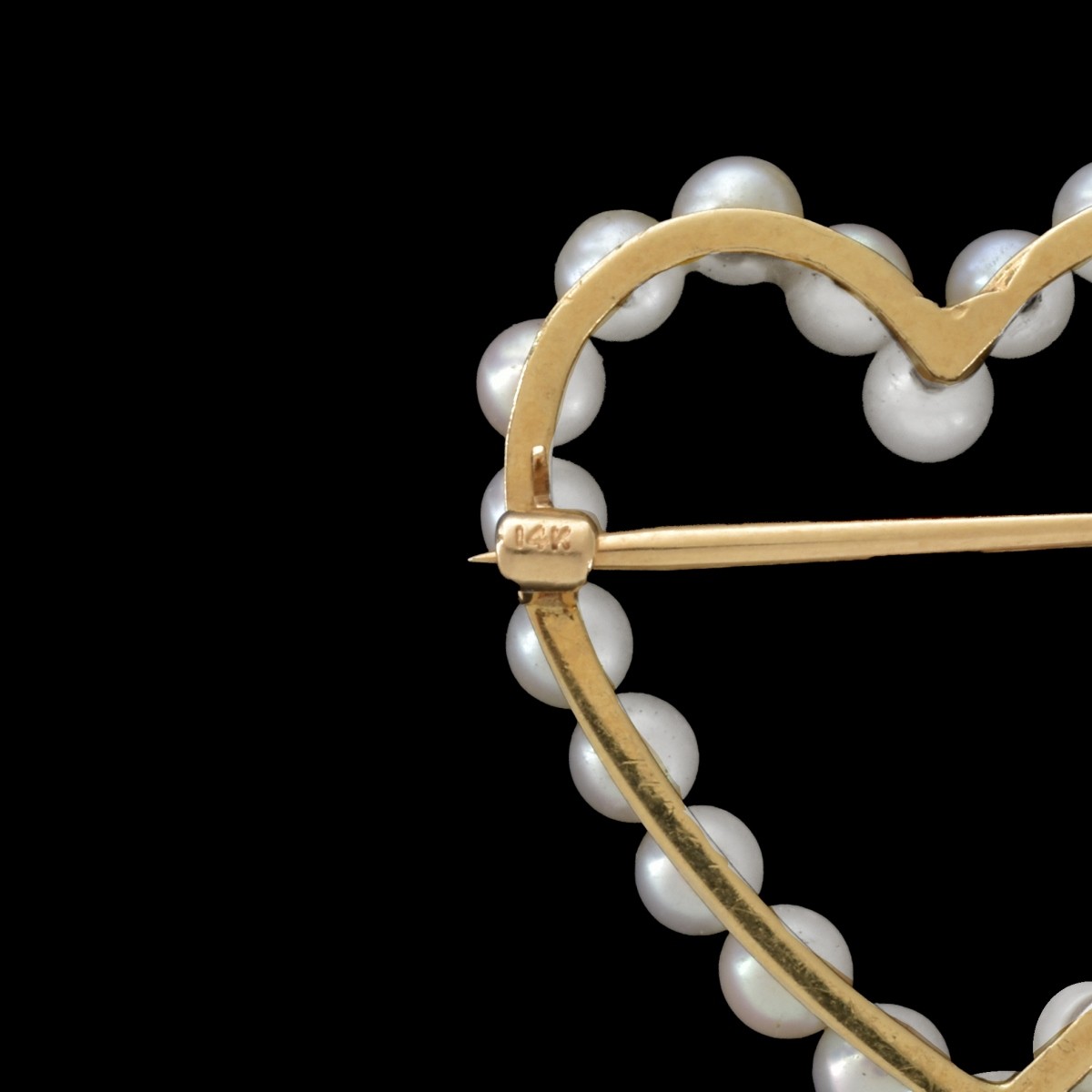 Pearl and 14K Heart Brooch