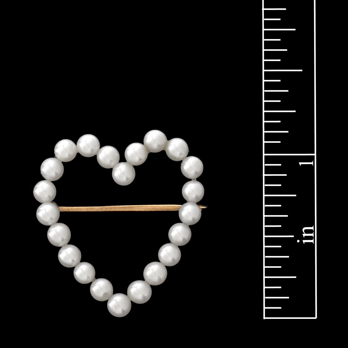 Pearl and 14K Heart Brooch