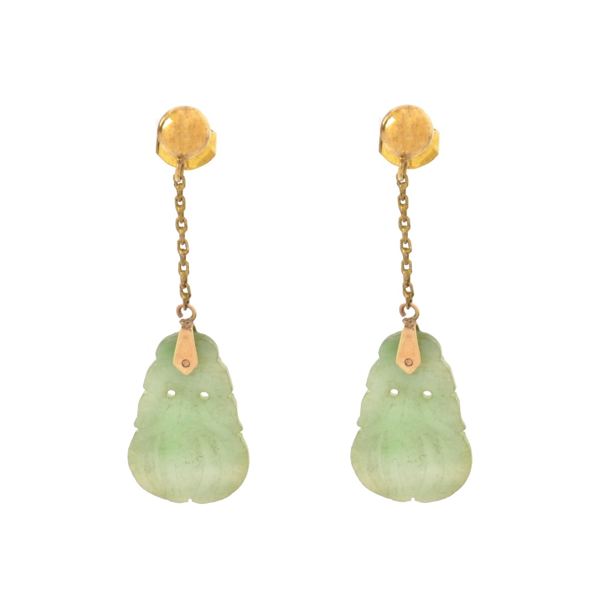 Chinese Jade and 14K Earrings