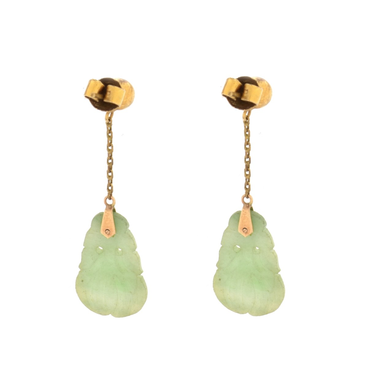 Chinese Jade and 14K Earrings