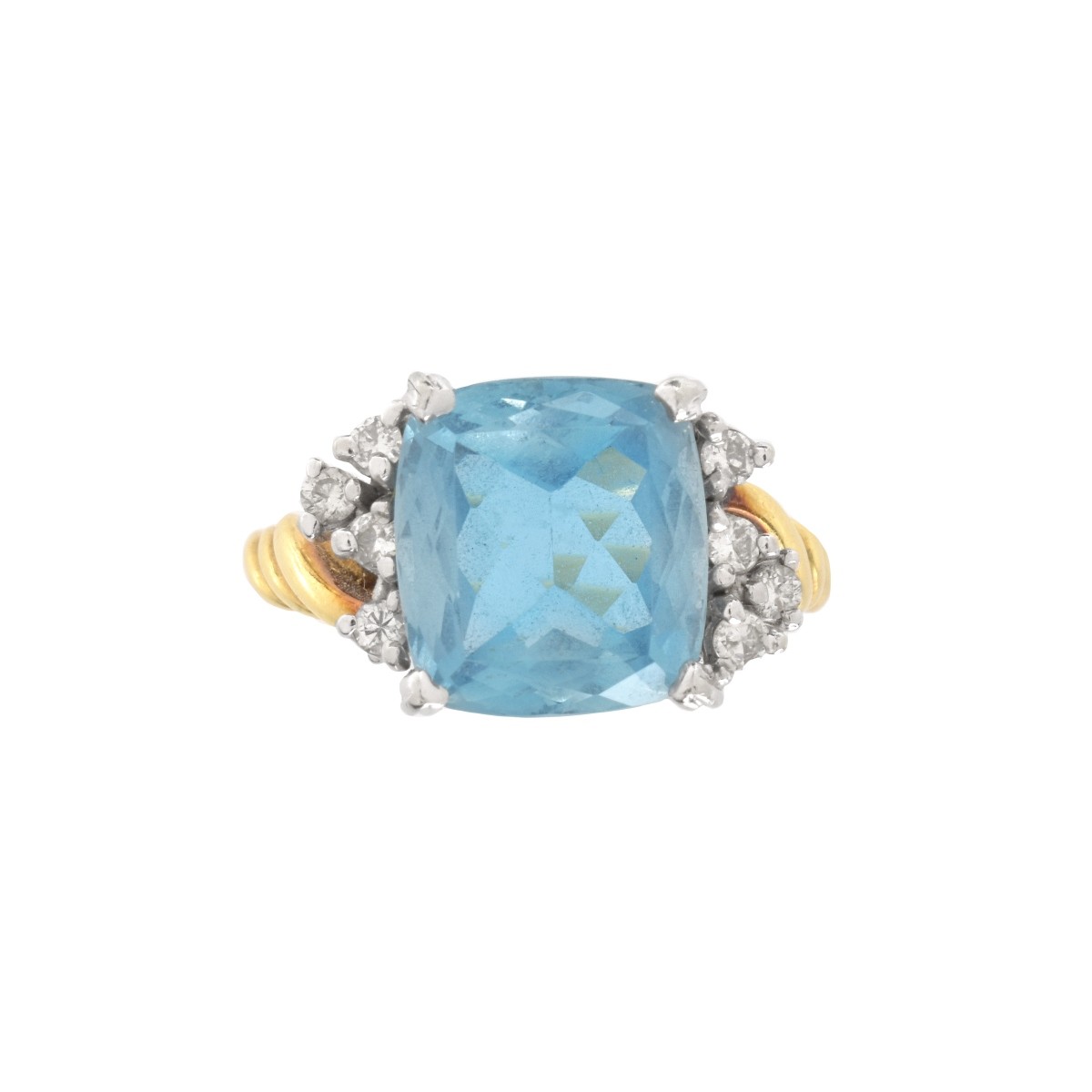 Aquamarine, Diamond and 10K Ring