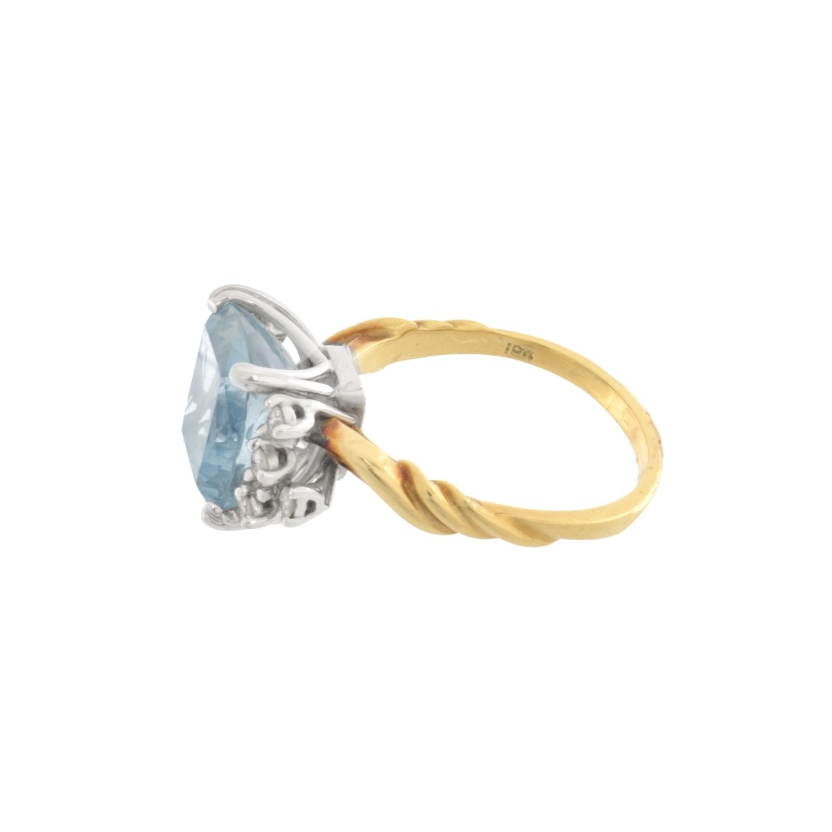 Aquamarine, Diamond and 10K Ring