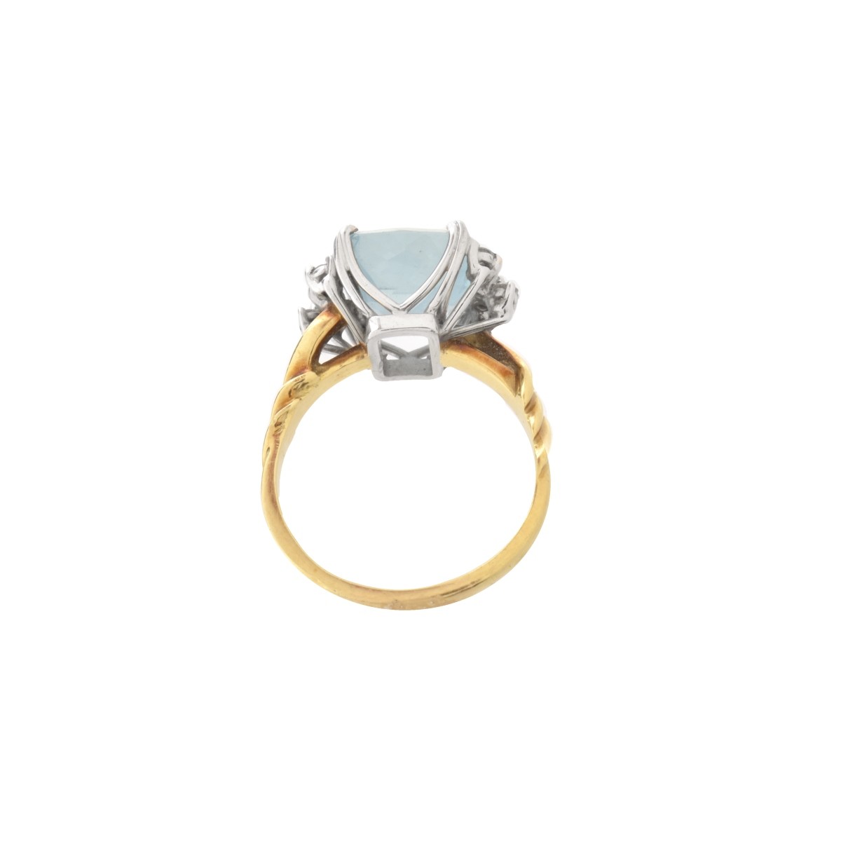 Aquamarine, Diamond and 10K Ring