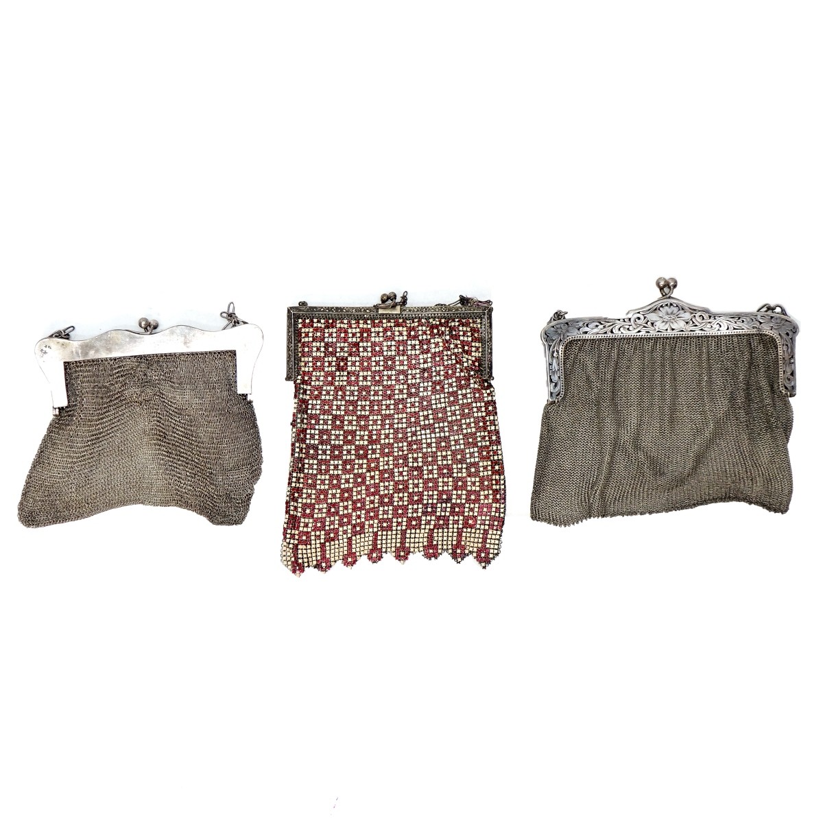 Three Antique Mesh Bags