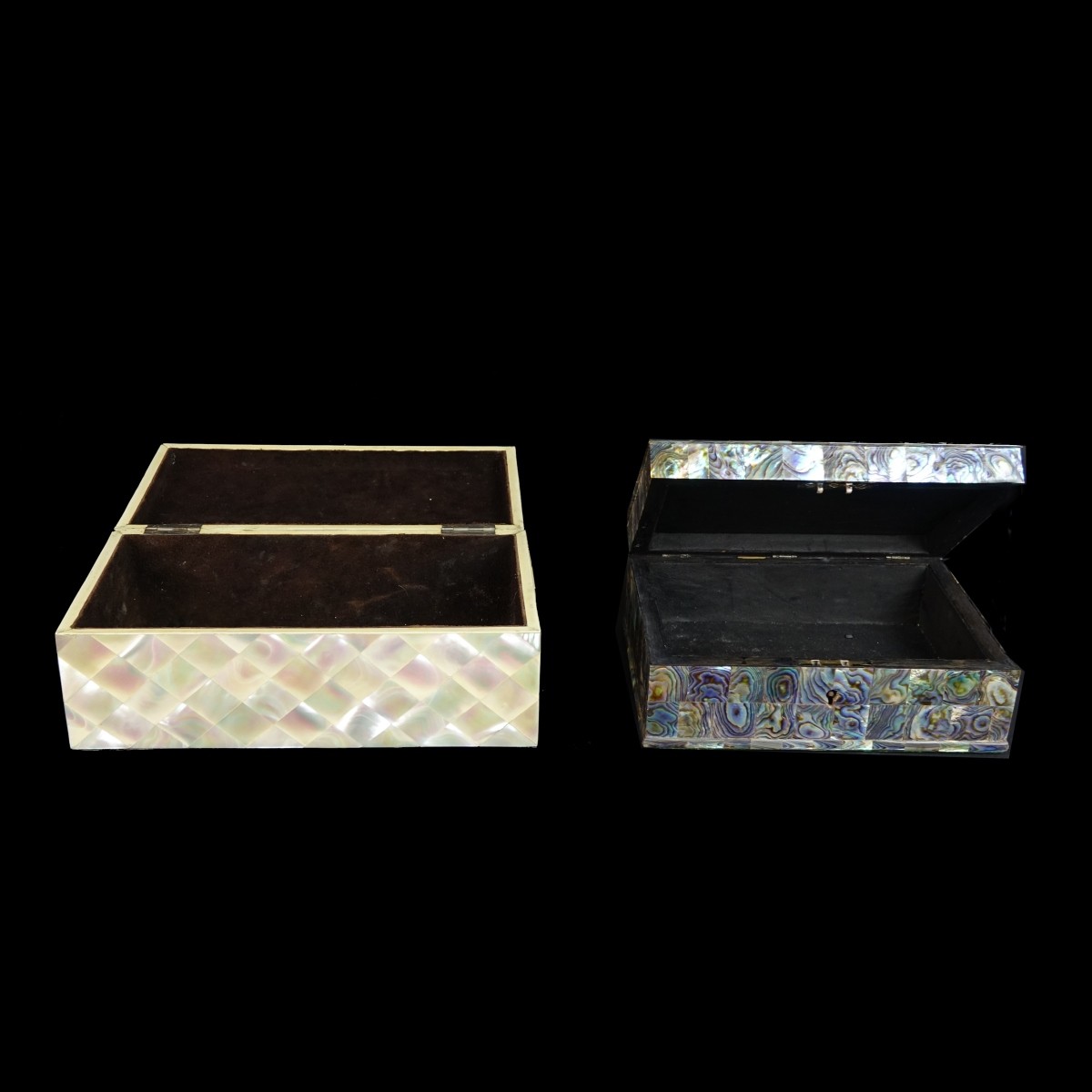 Two (2) Vintage Inlaid Shell Boxes