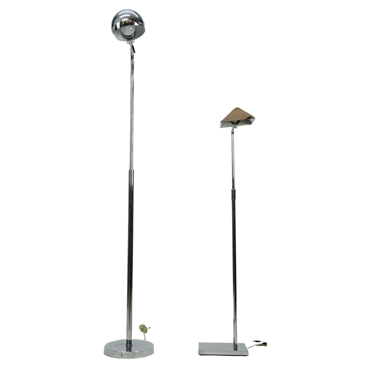 Two (2) Modern Chrome Floor Lamps