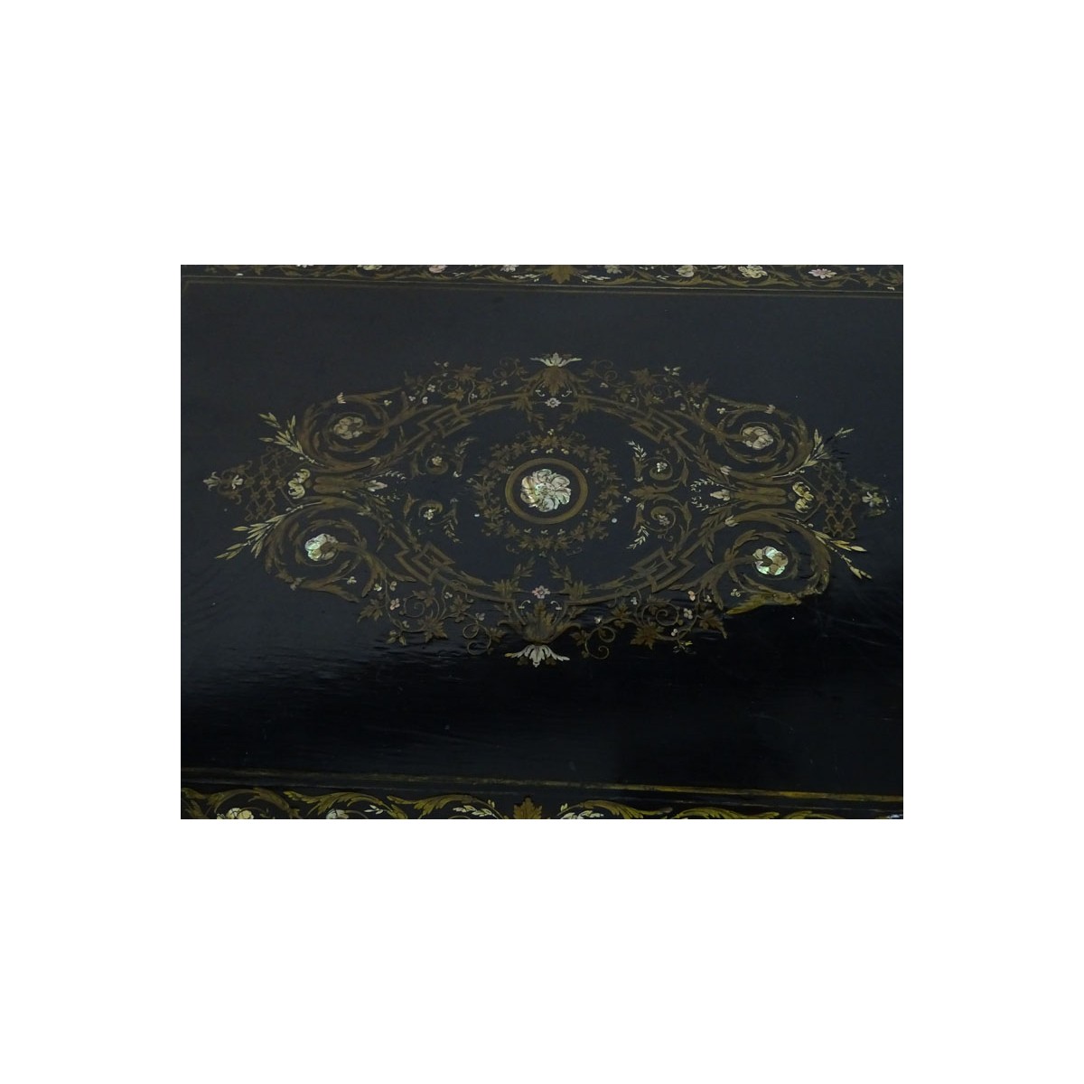 Gilt Bronze 1860' Mother of Pearl & Ebonized Table