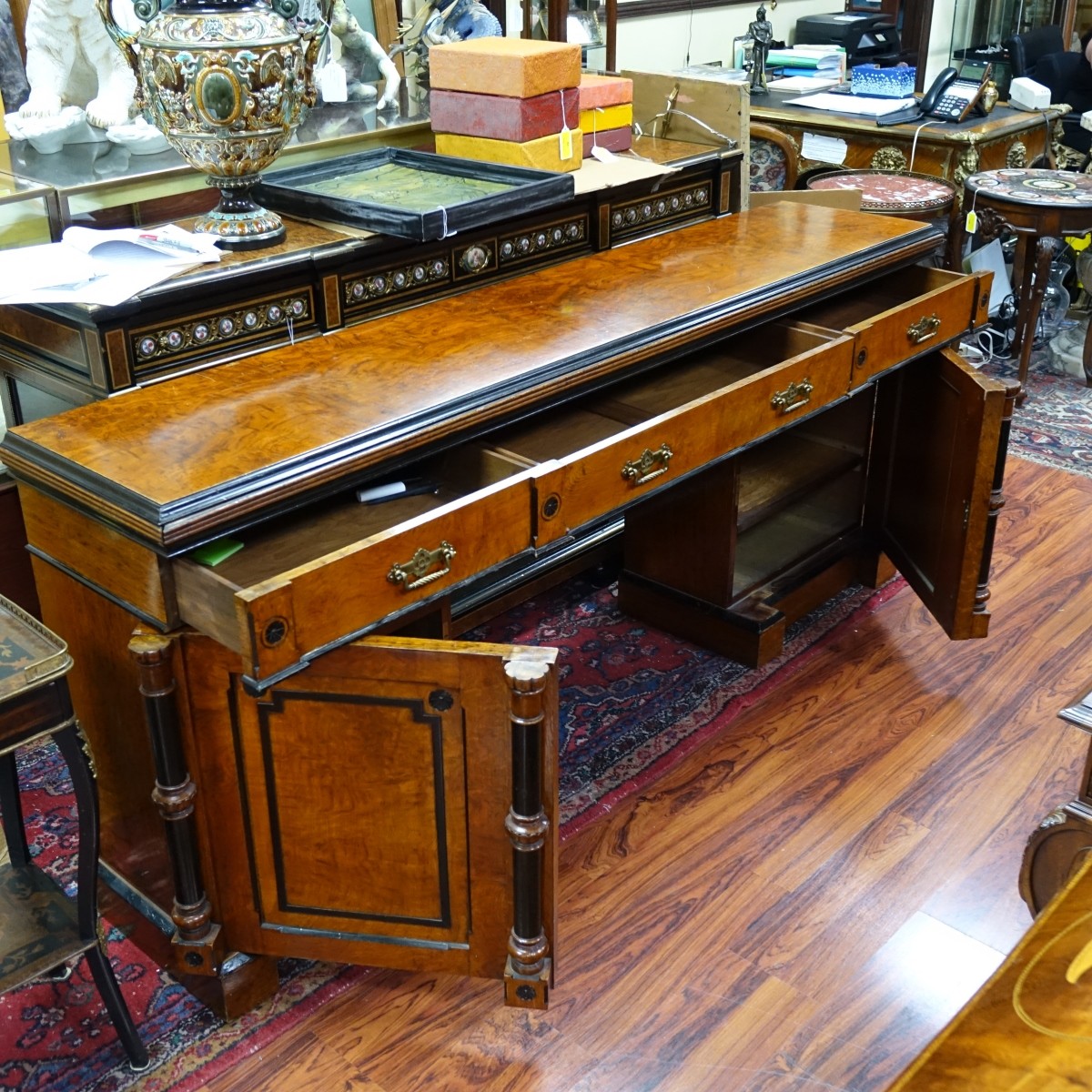 19th C. English Double Pedestal Sideboard