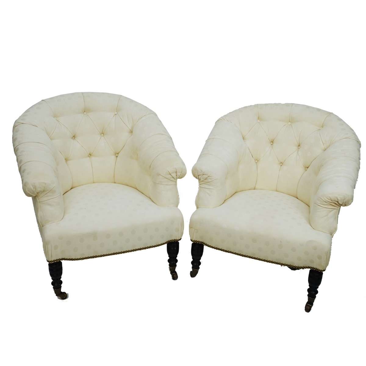 Pair of Upholstered Barrel Chairs