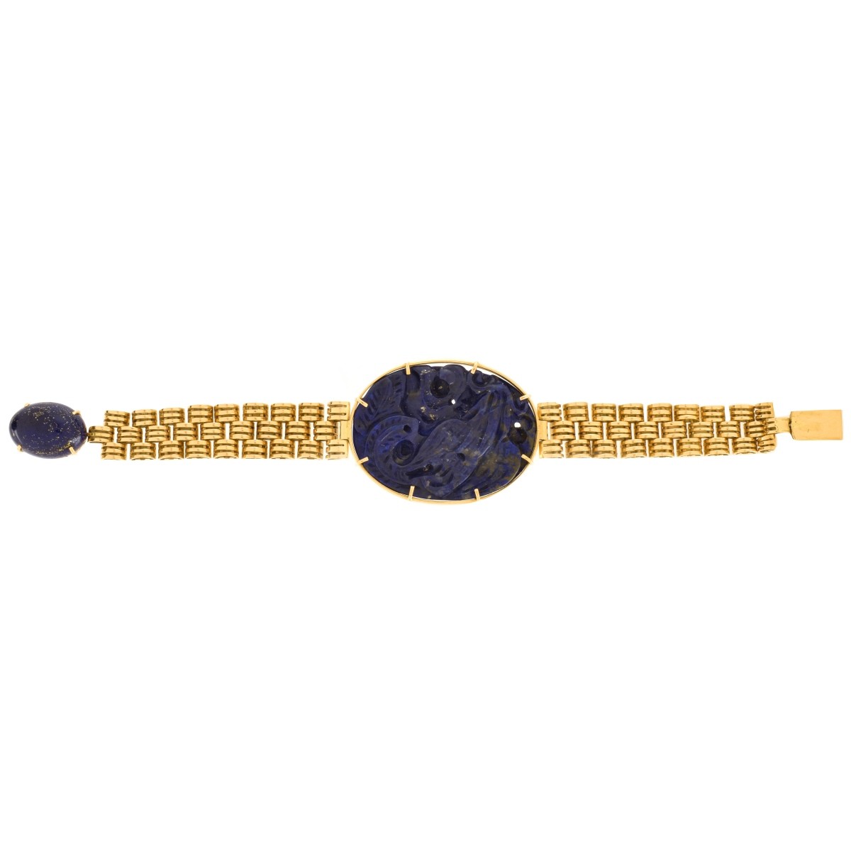 Carved Lapis and 18K Bracelet