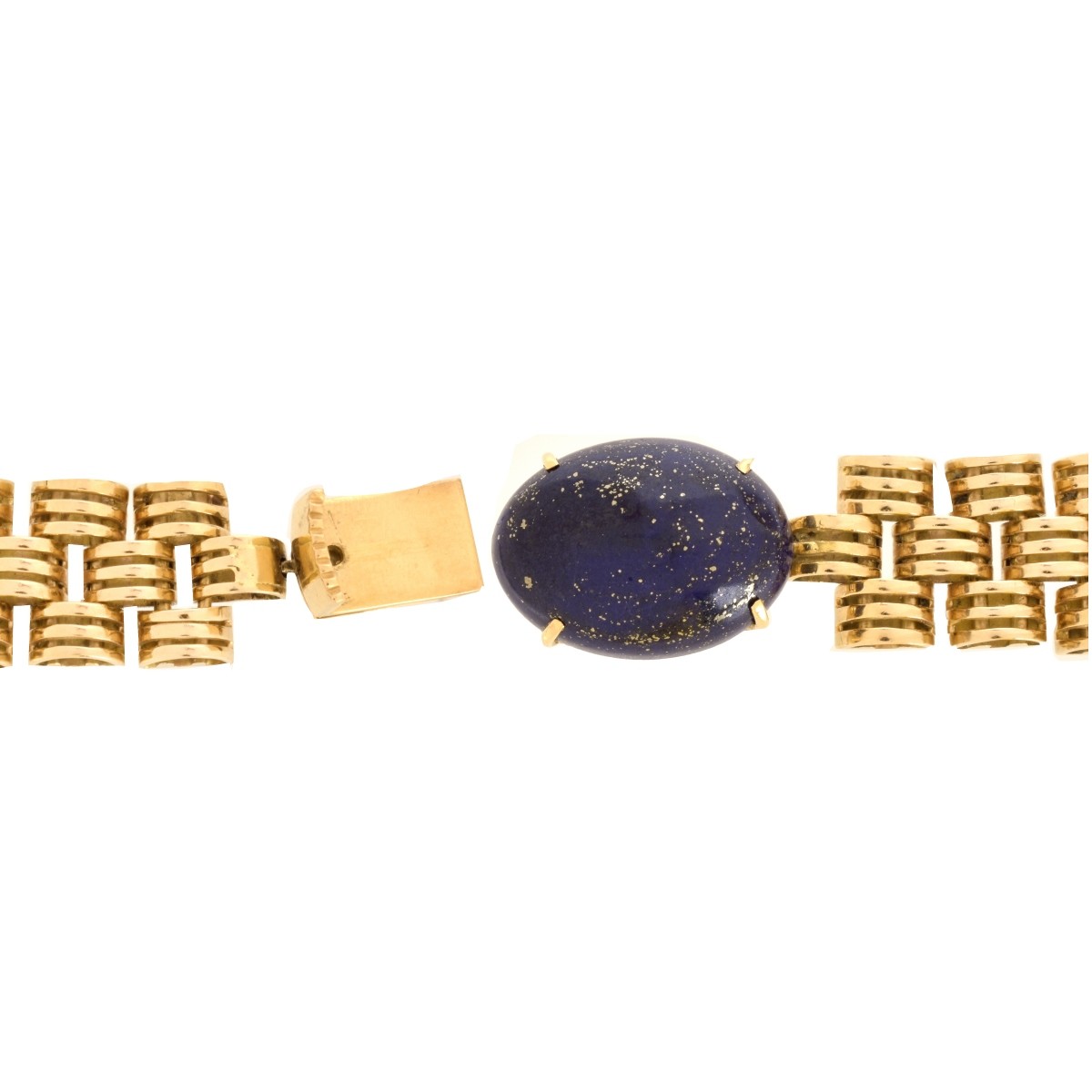 Carved Lapis and 18K Bracelet