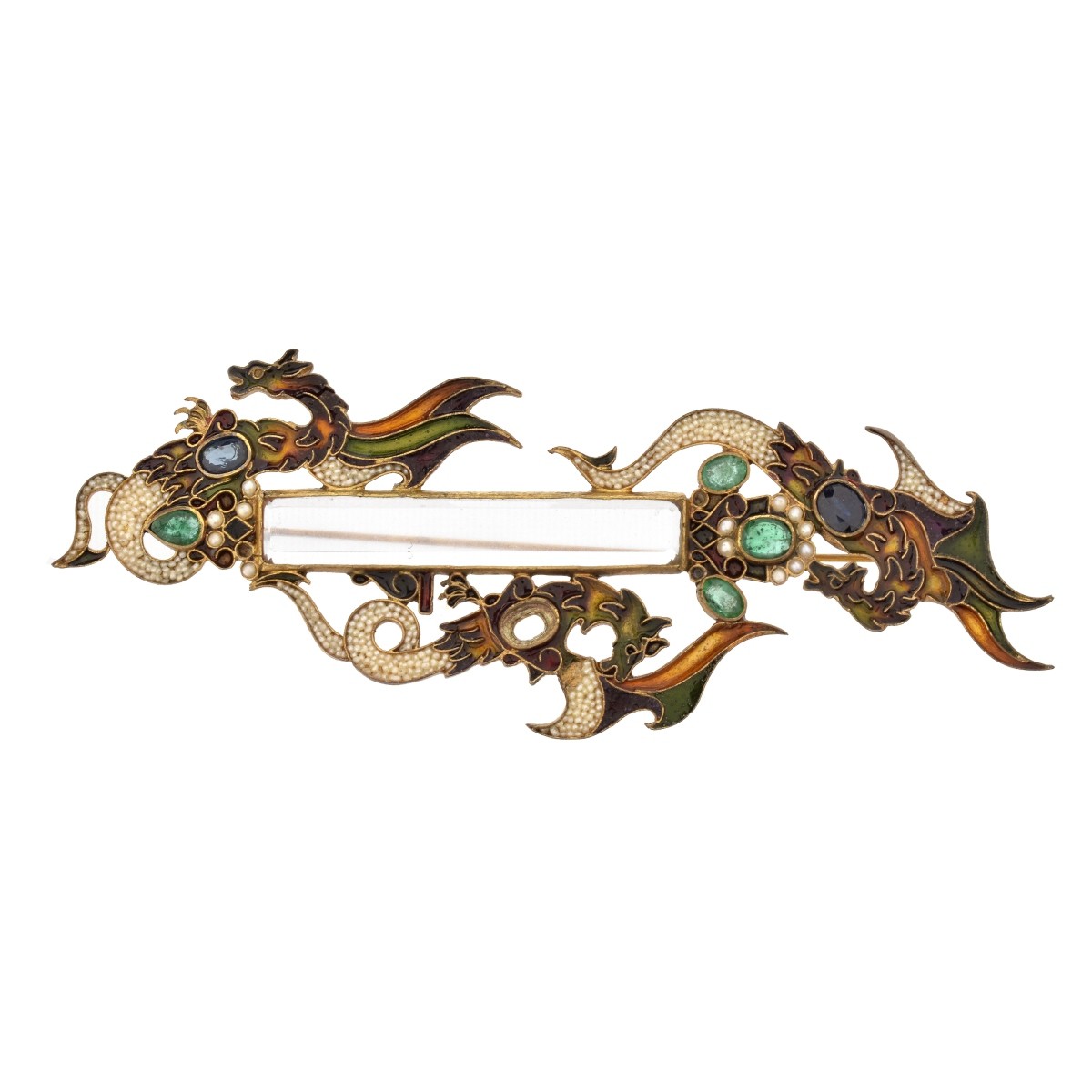 Percossi Papi Gemstone and Enamel Brooch