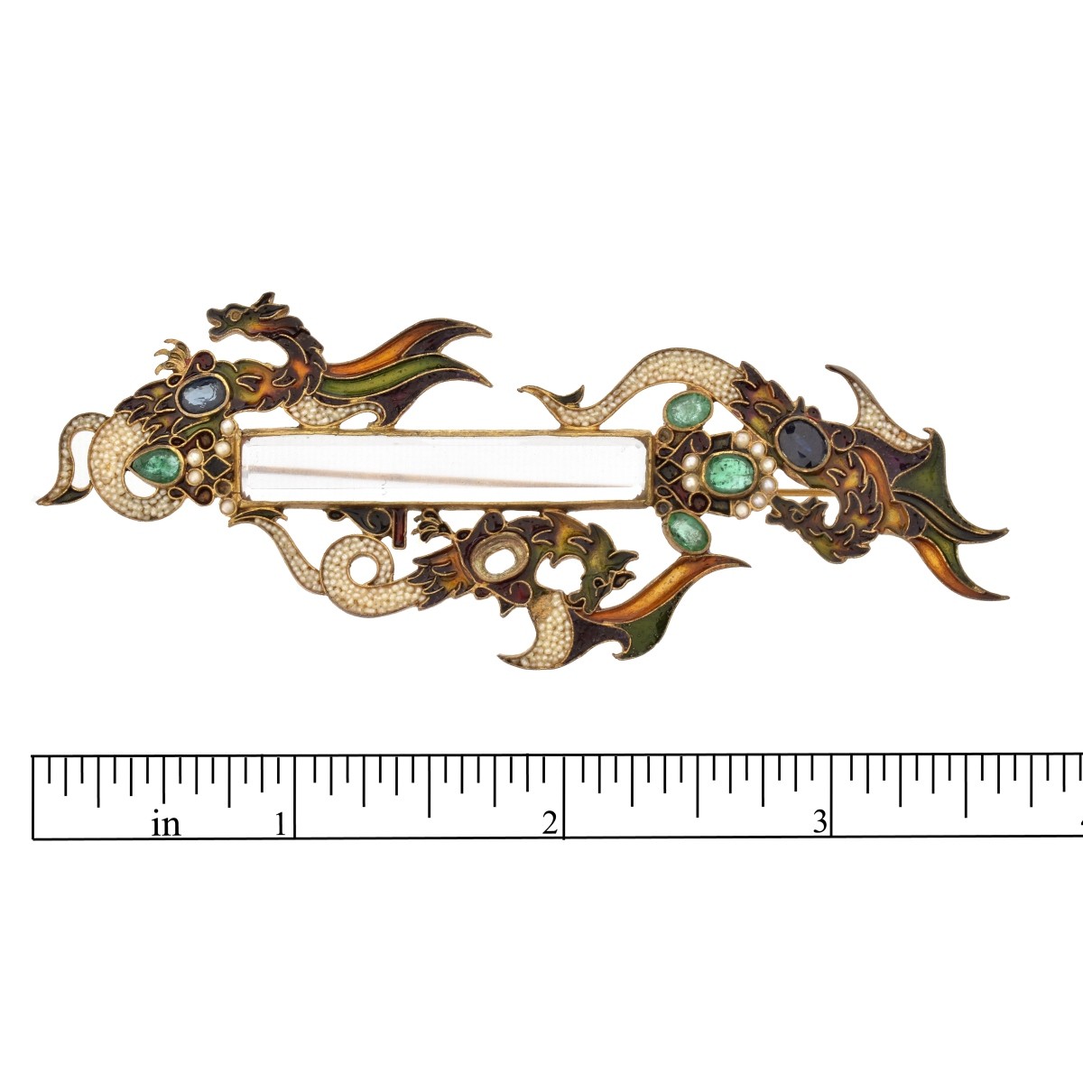 Percossi Papi Gemstone and Enamel Brooch