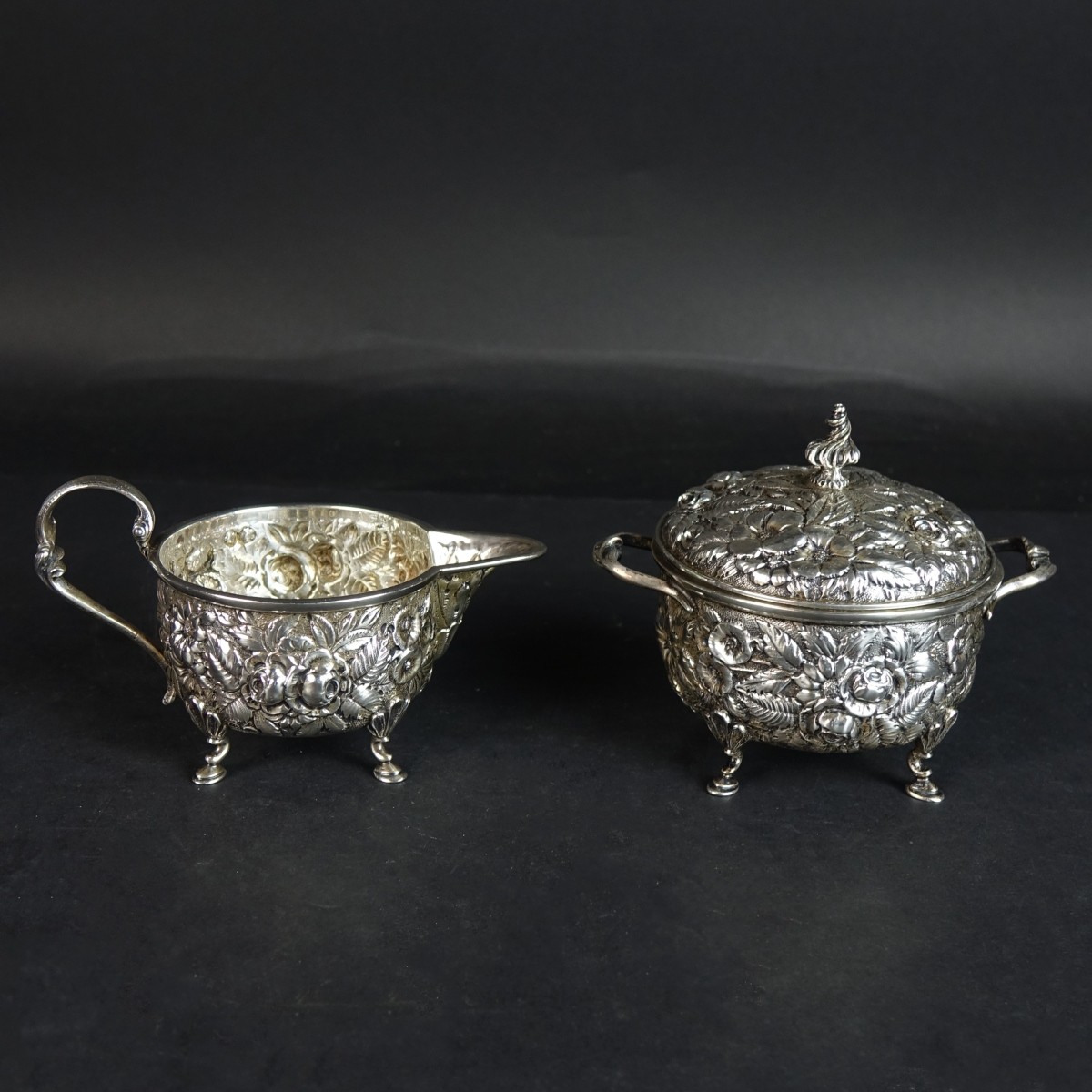 Sterling Silver Creamer and Covered Sugar