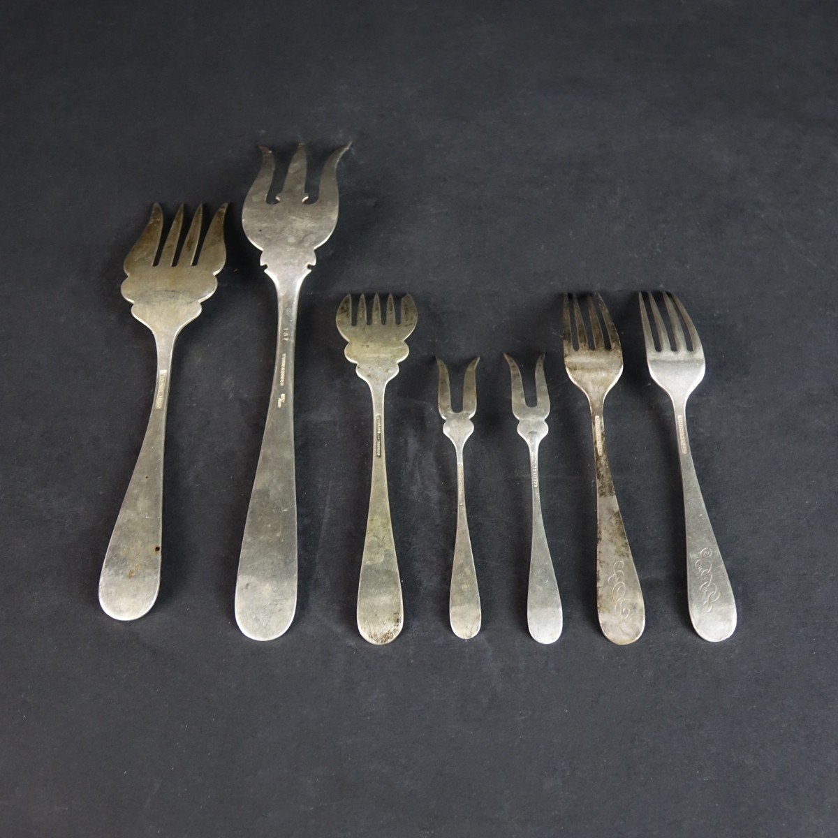 (7) Kirk Stieff "Repousse" Assorted Forks