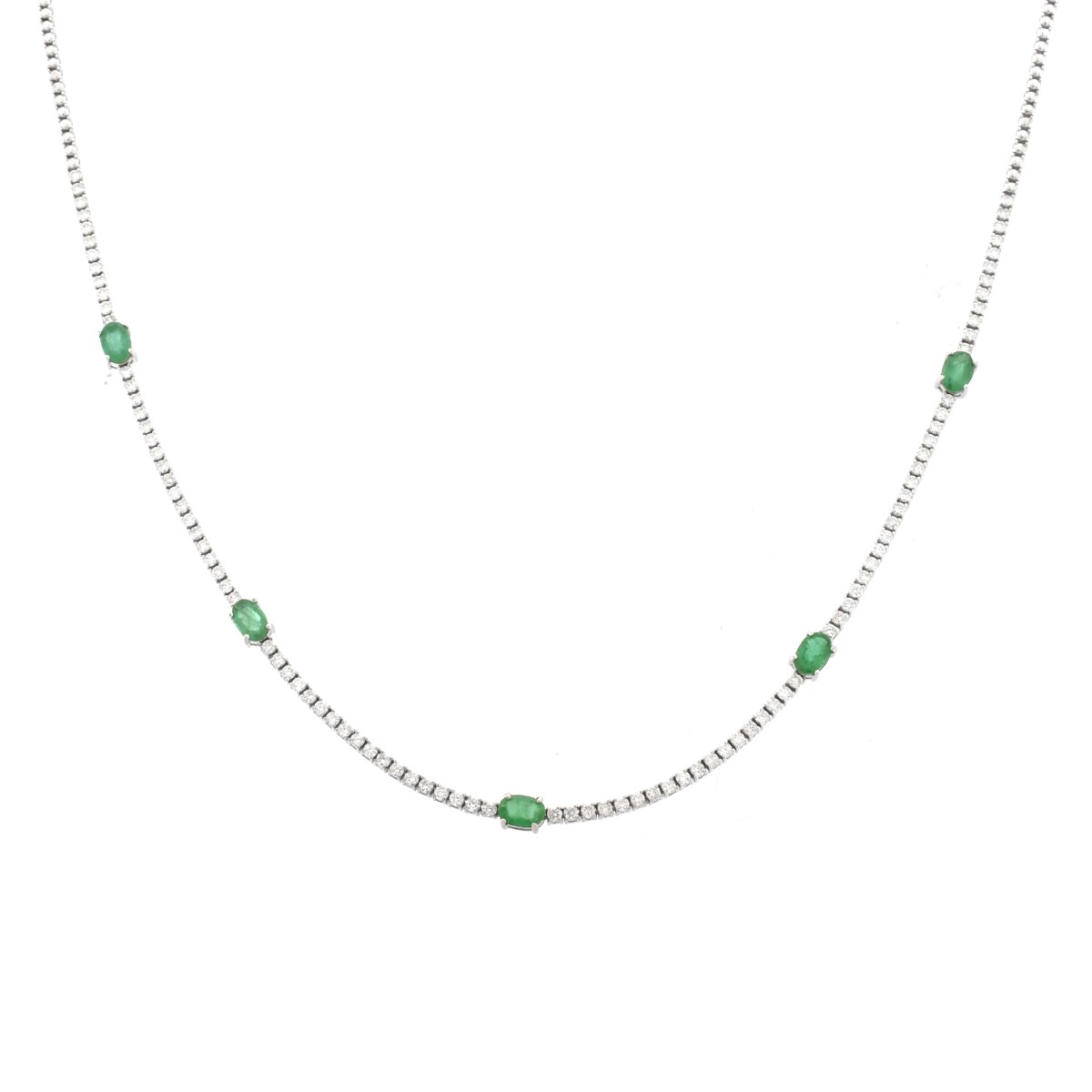 Emerald, Diamond and 14K Necklace