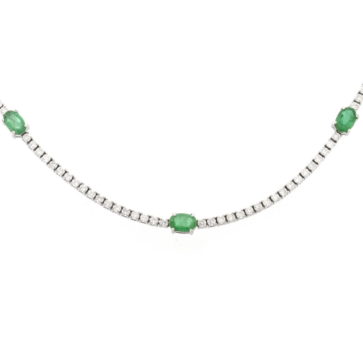 Emerald, Diamond and 14K Necklace