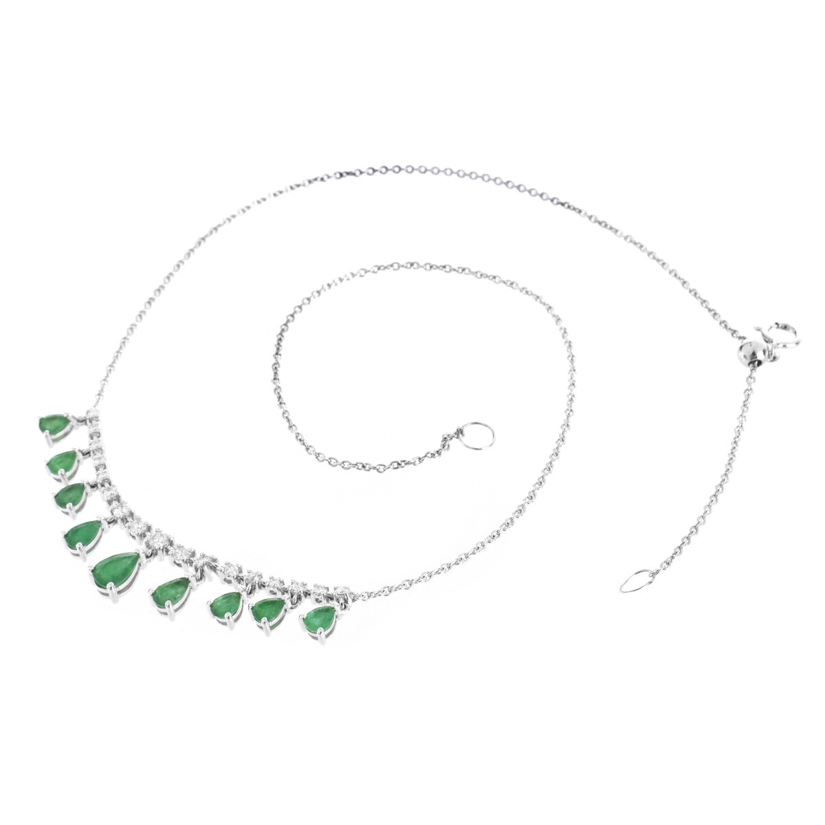 Emerald, Diamond and 14K Necklace