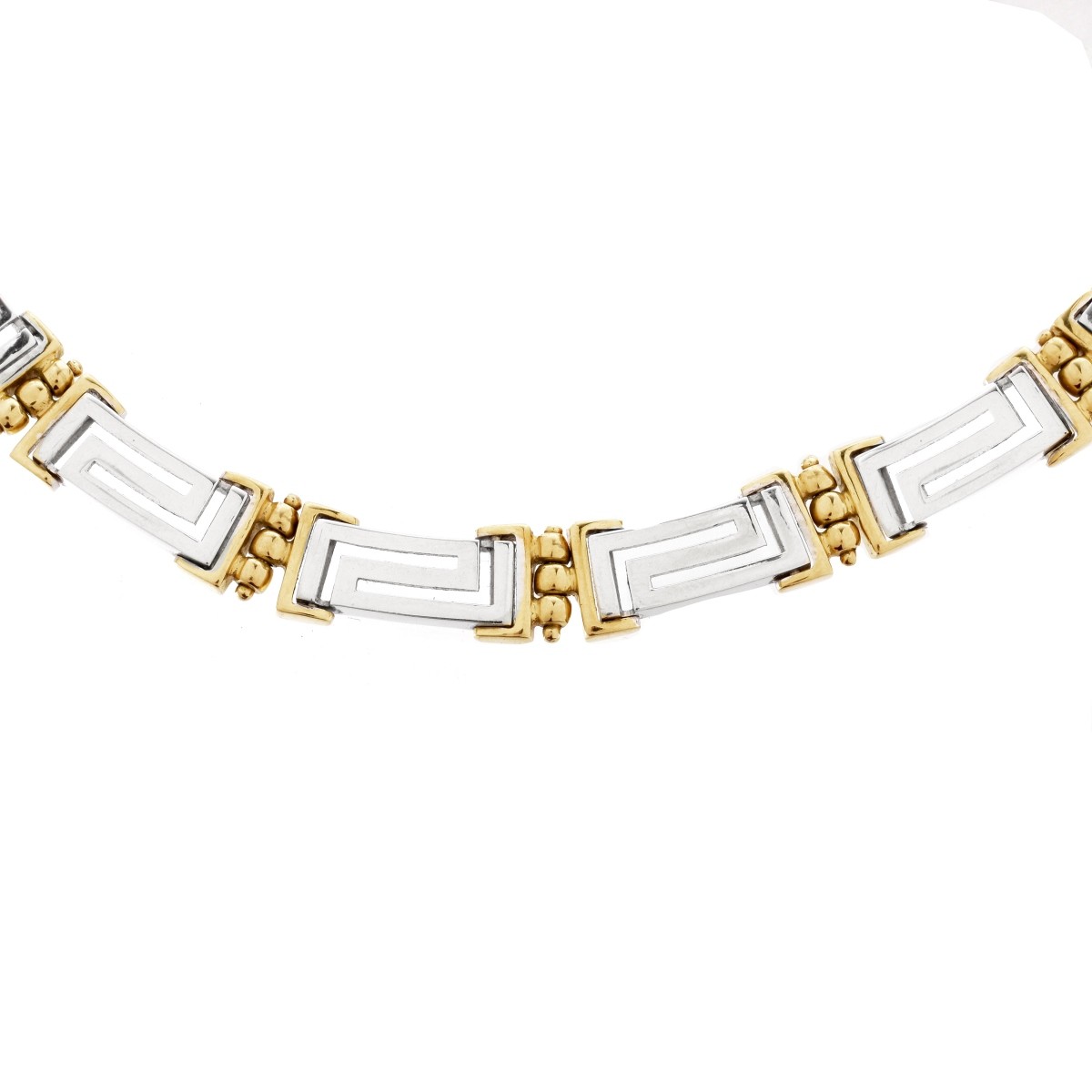 18K Greek Key Link Necklace