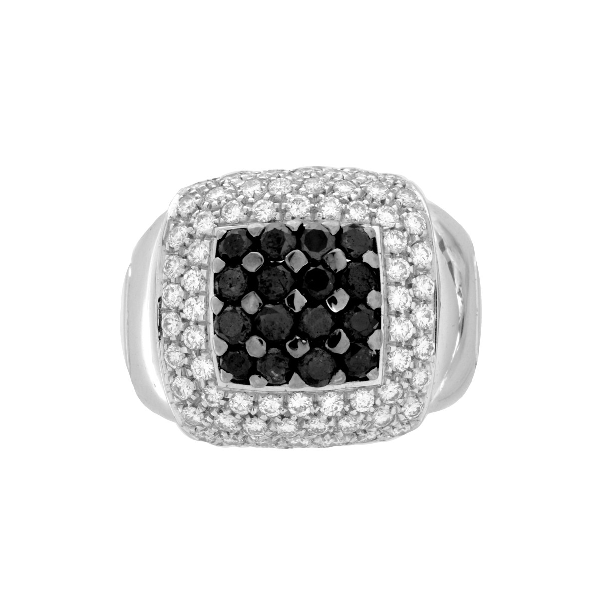 Black and White Diamond and 18K Ring