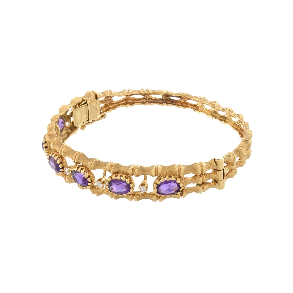 Amethyst, Diamond and 14K Bangle