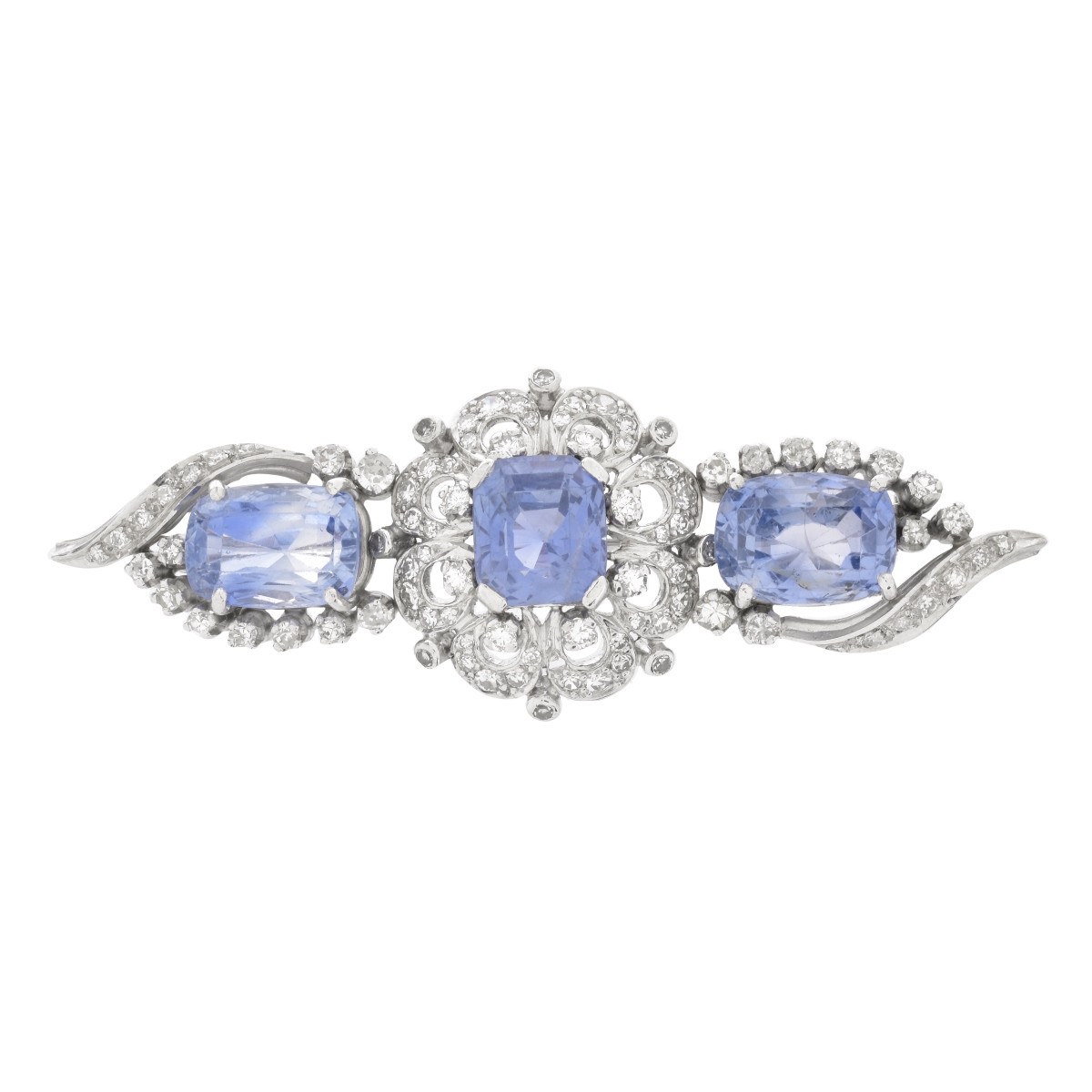 Sapphire, Diamond and 18K Brooch