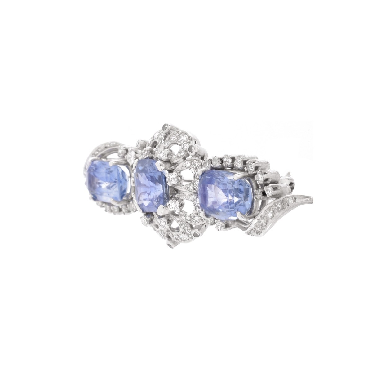 Sapphire, Diamond and 18K Brooch