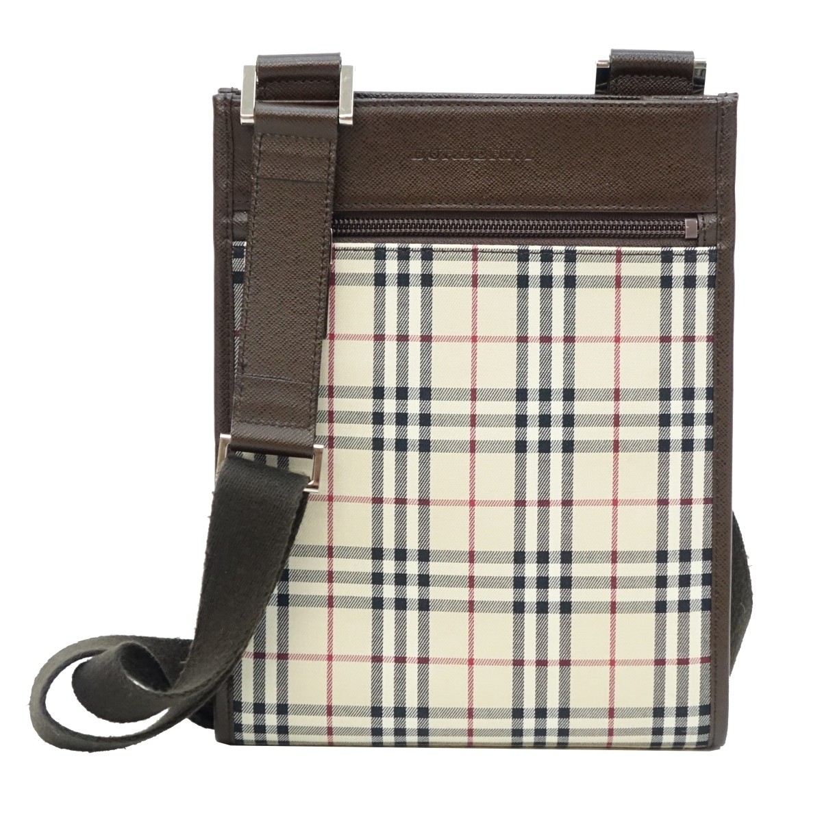 Burberry House Check Leather Crossbody Tote.