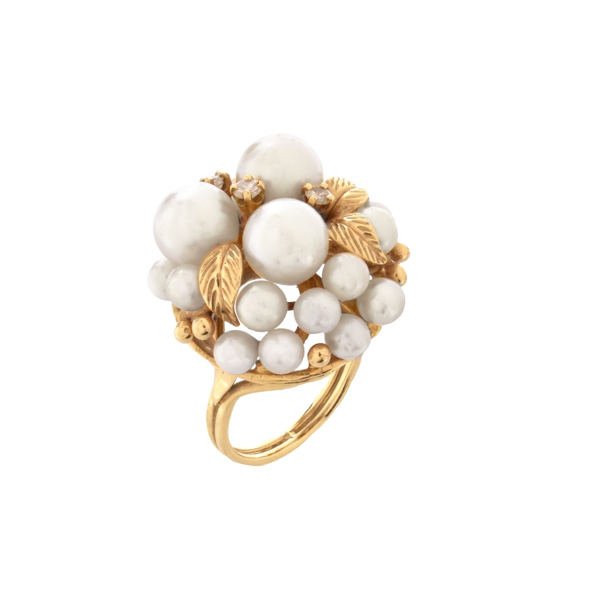 Pearl, Diamond and 14K Ring