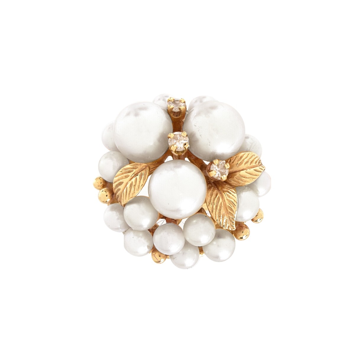 Pearl, Diamond and 14K Ring