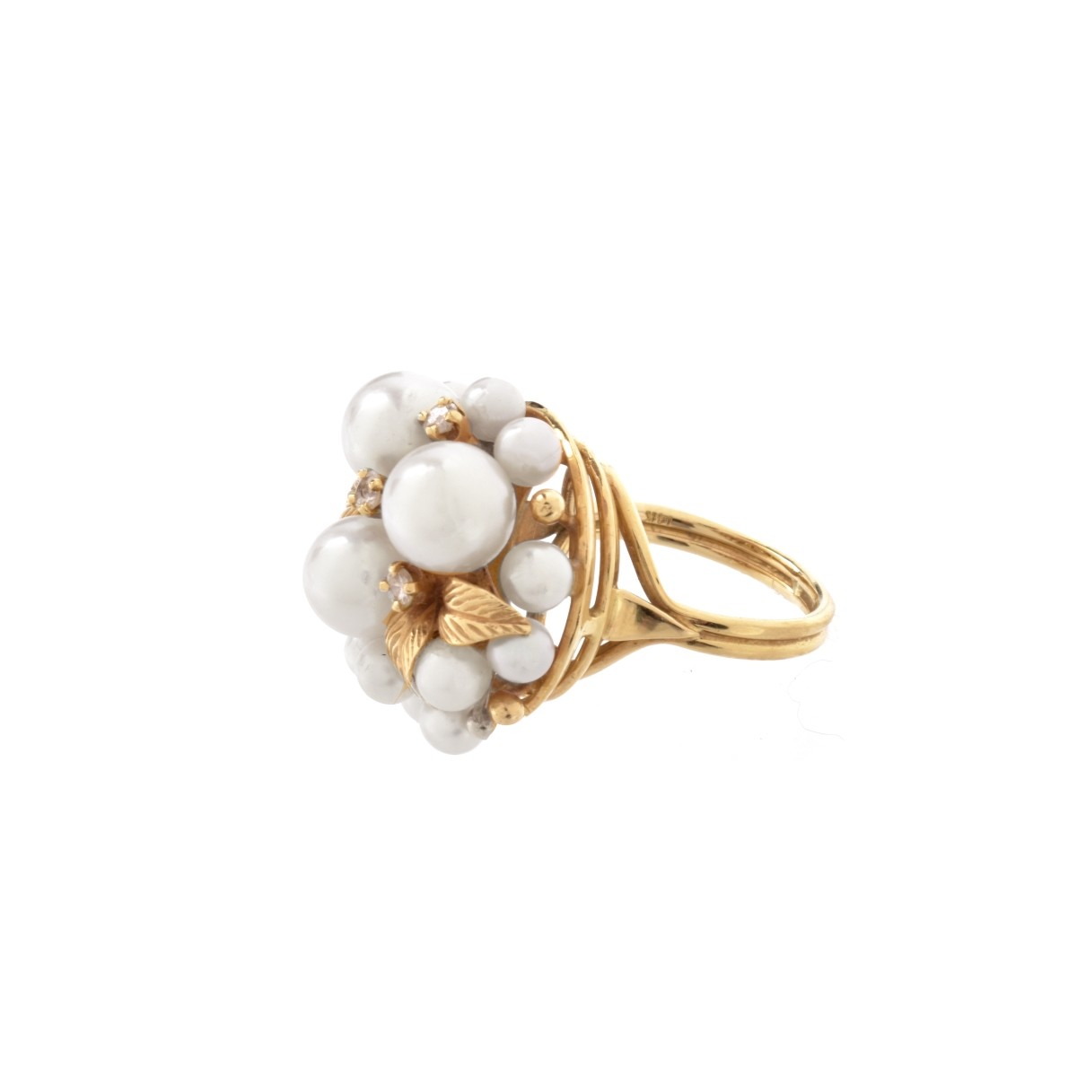 Pearl, Diamond and 14K Ring