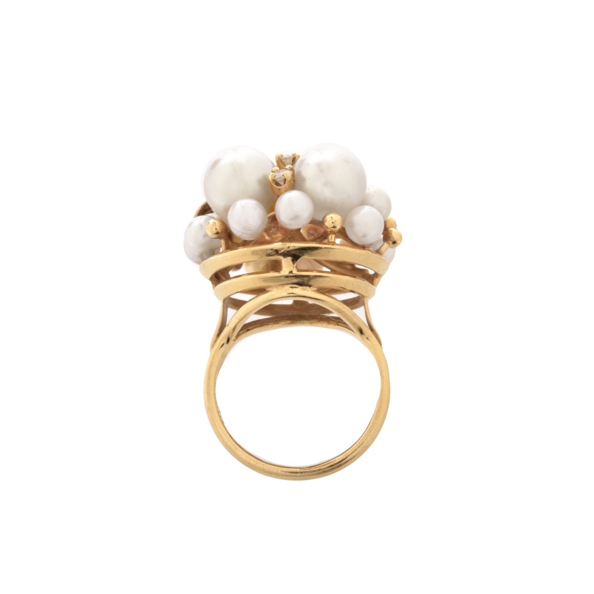 Pearl, Diamond and 14K Ring