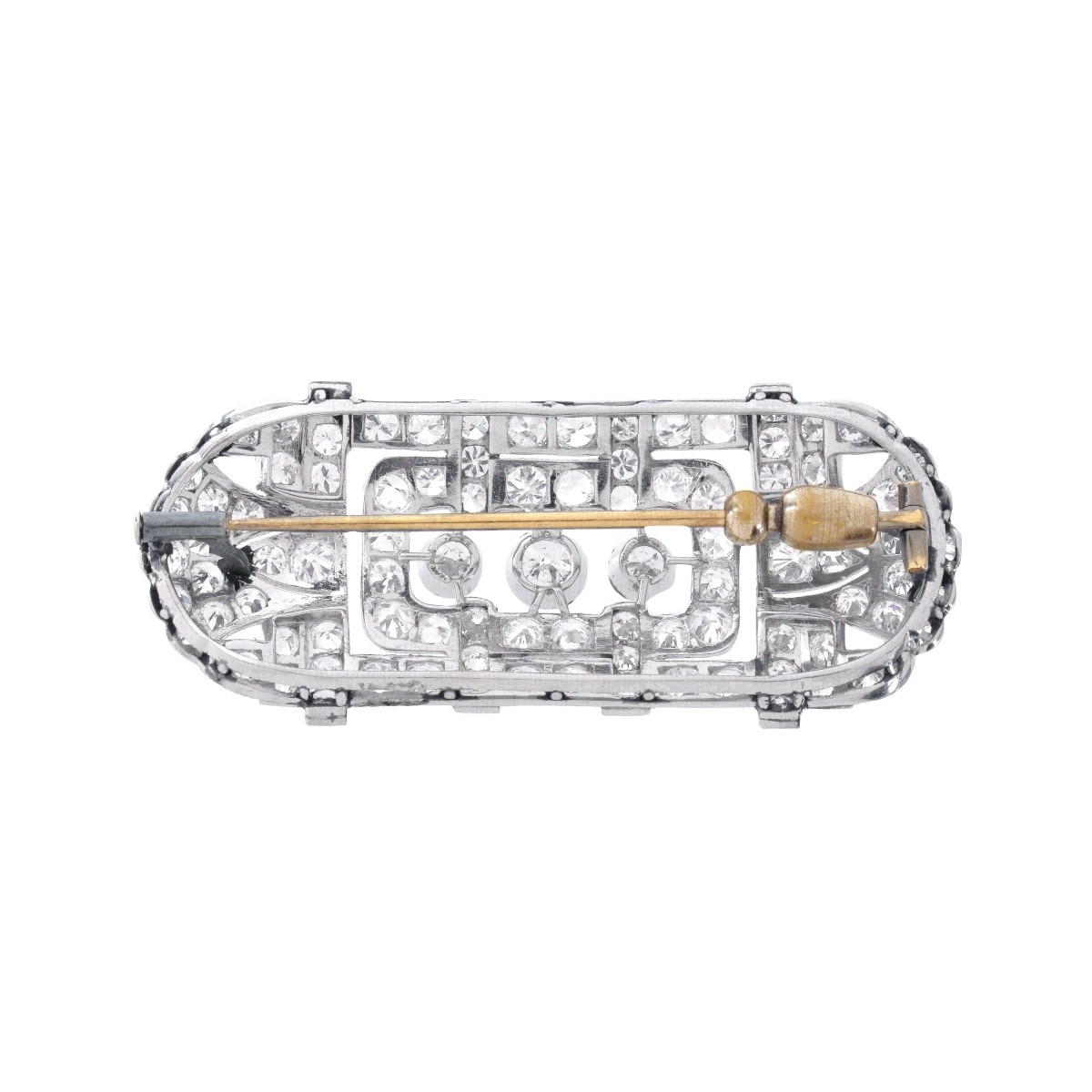 French Deco Diamond and Platinum Brooch