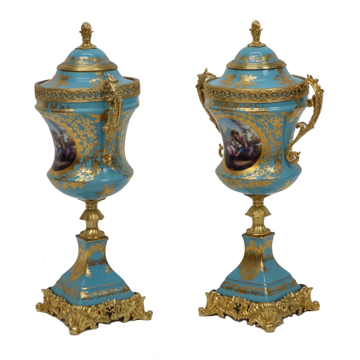 Pair of Limoges Sevres Style Urns