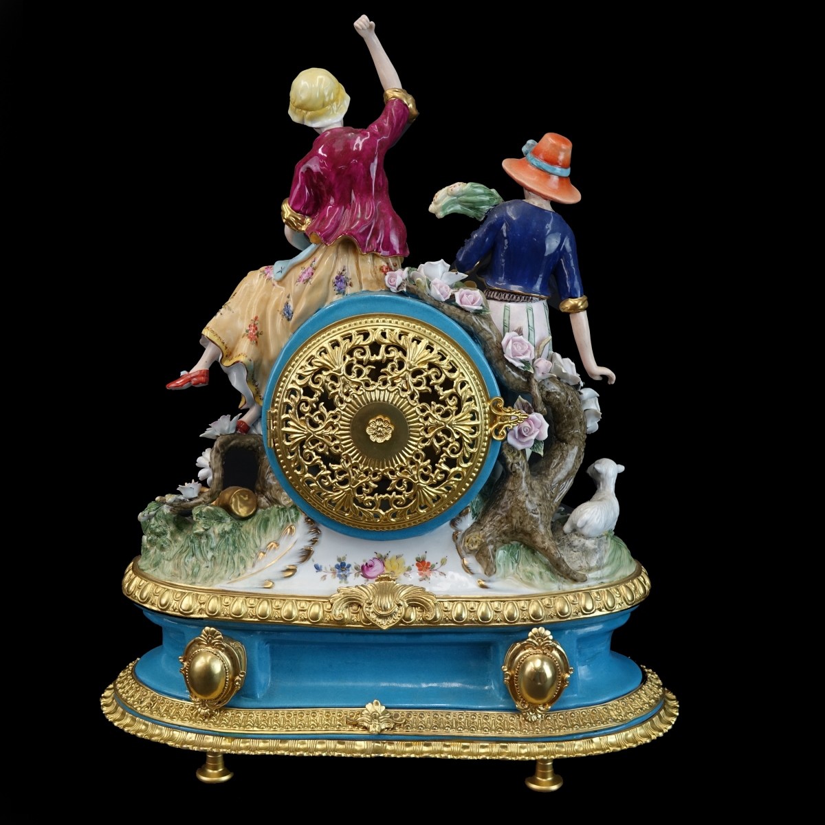 Large RK Dresden Meissen Style Mantle Clock