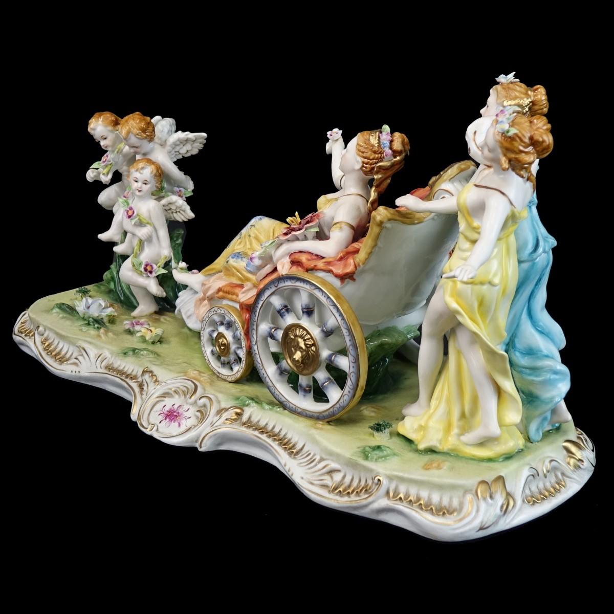Continental Meissen Style Chariot Group