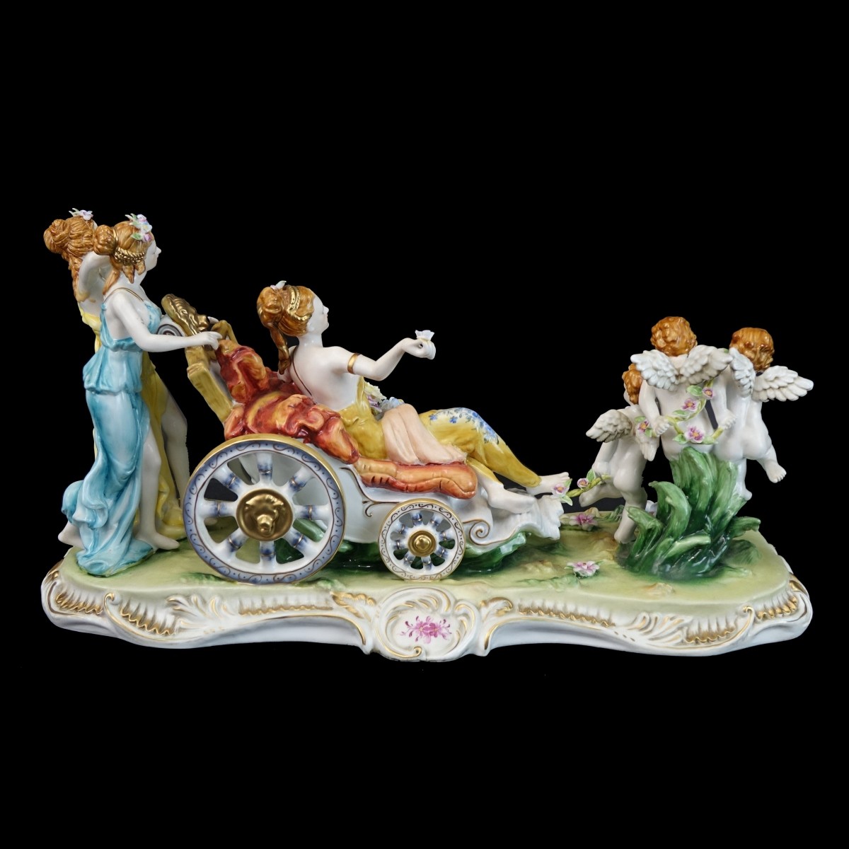 Continental Meissen Style Chariot Group