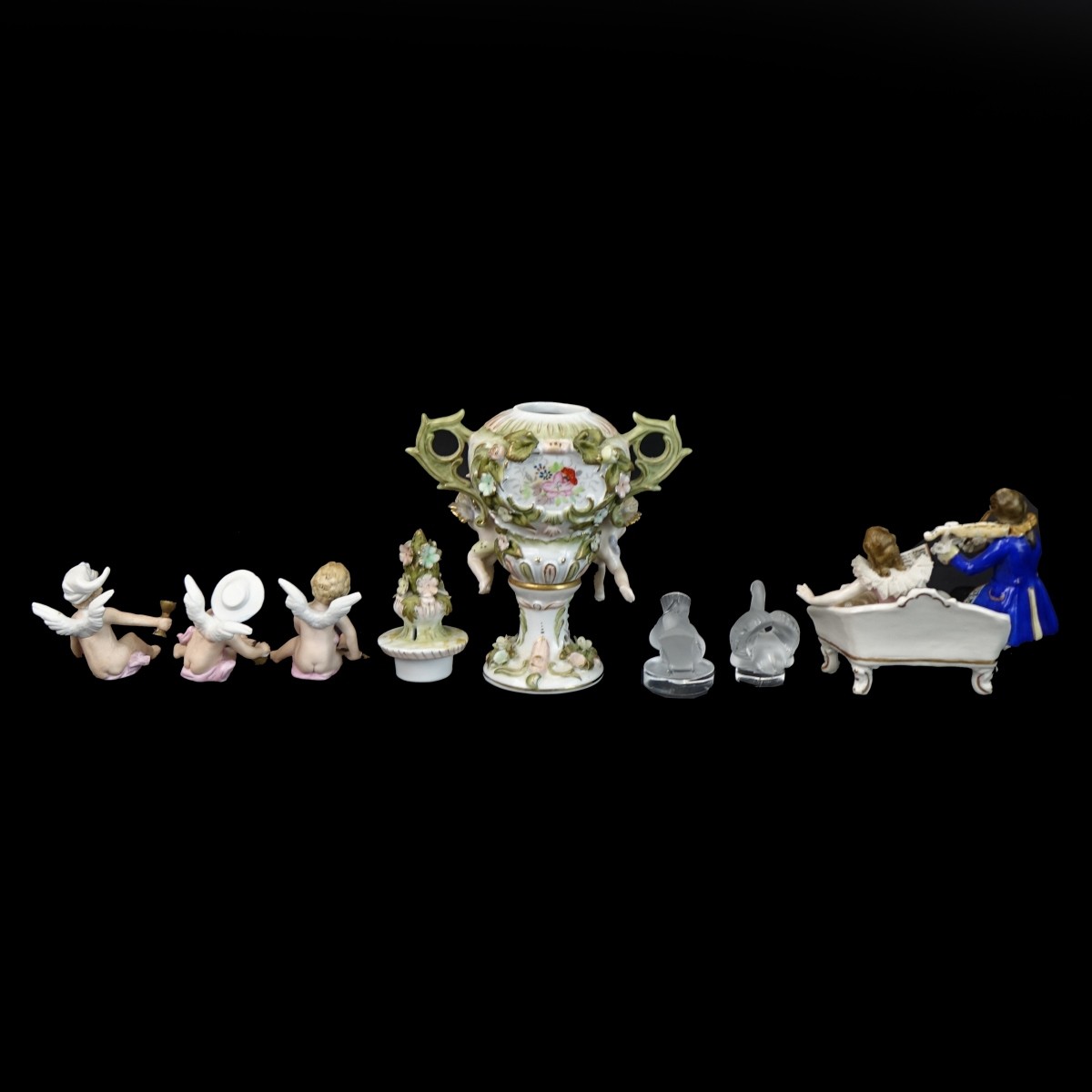 Lalique and Dresden Style Figurines