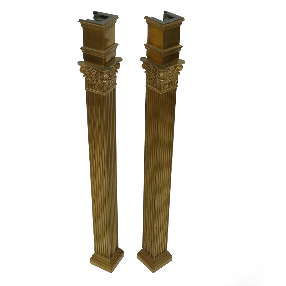 Pair of Gilt Bronze Columns as Lamps