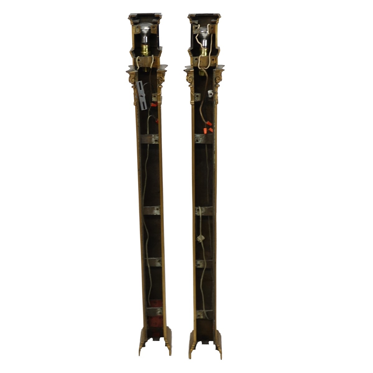 Pair of Gilt Bronze Columns as Lamps