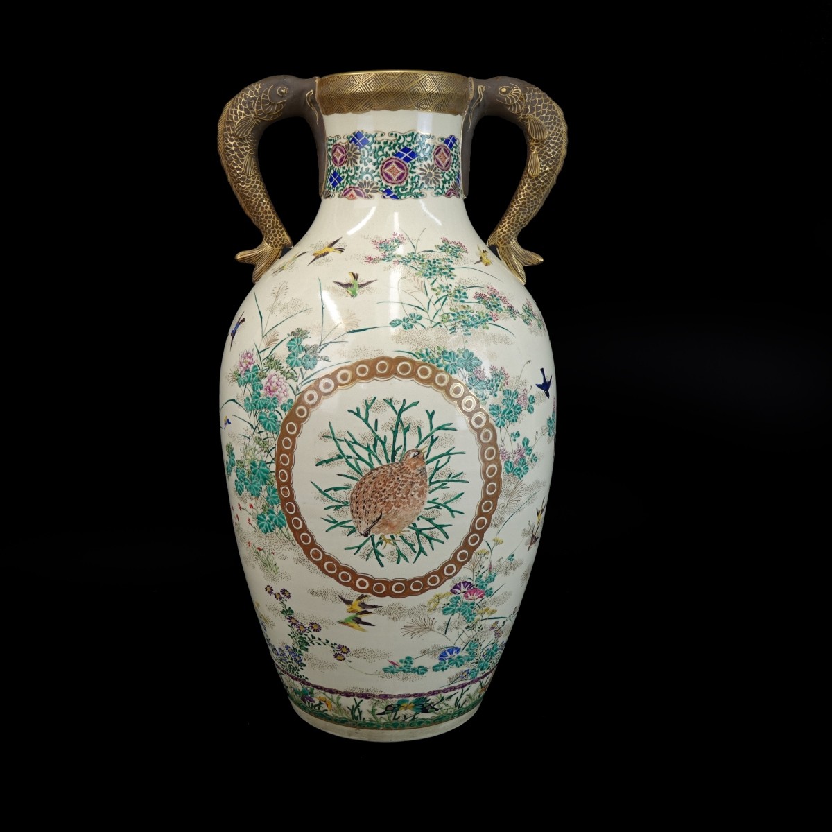 Large Antique Japanese Satsuma Vase