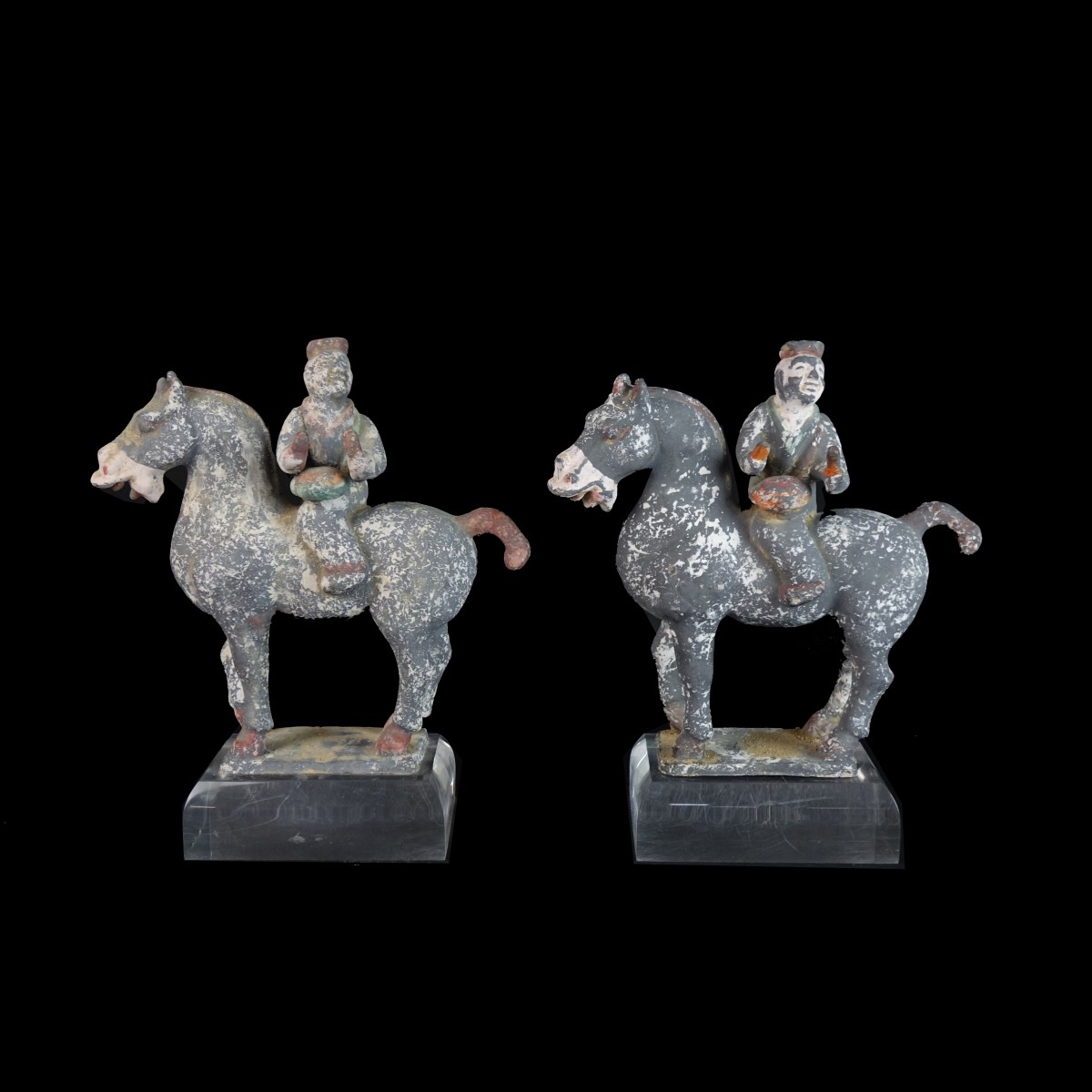 Pair of Chinese Tang Style Horseback Riders