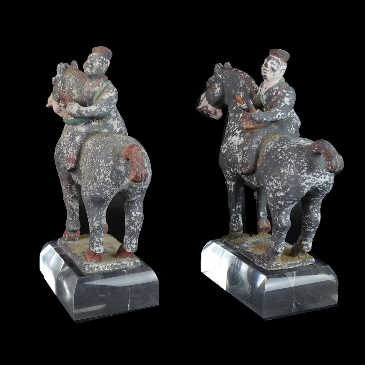 Pair of Chinese Tang Style Horseback Riders